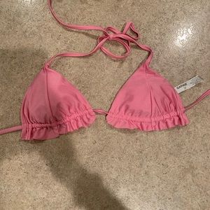 Garage pink ruffle bathing suit top